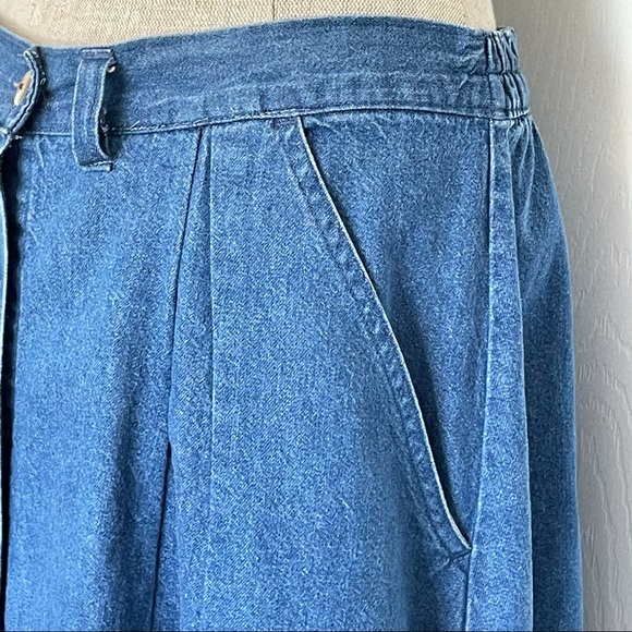 HUNTINGTON RIDGE Vtg Button Front Chambray Skirt - Picture 4 of 9